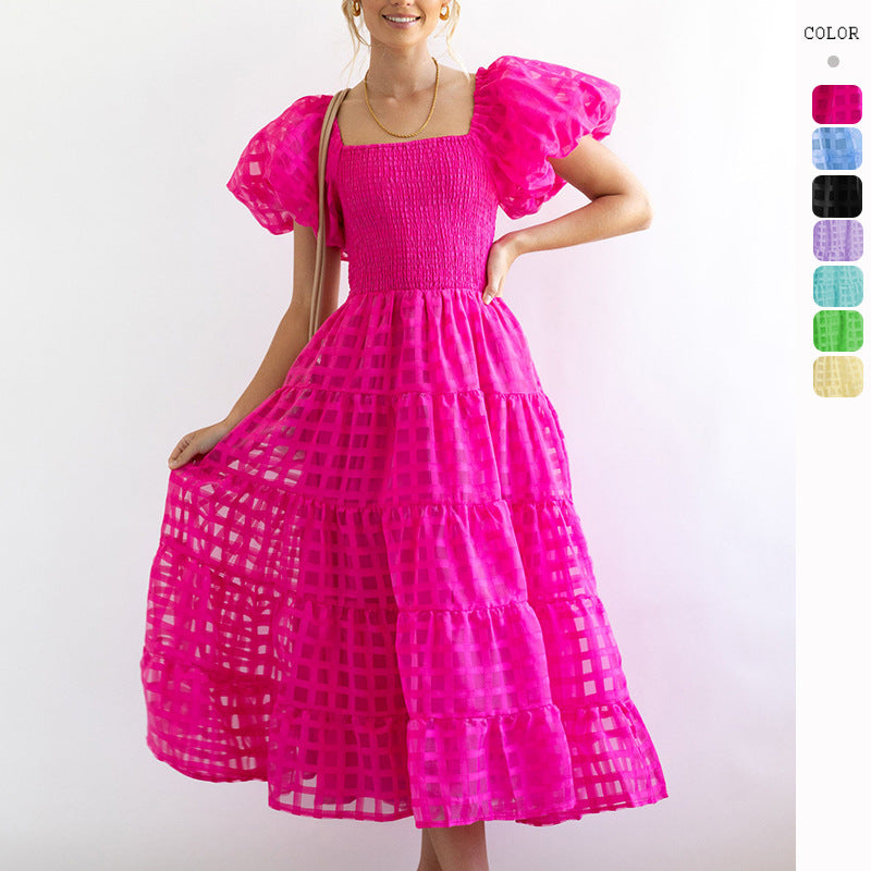 Damen Maxi-Kleid Puffärmel Elastisch Norvielle - Norvielle
