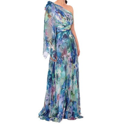 Damen Schulterfreies Maxikleid Floralmuster Falten Norvielle