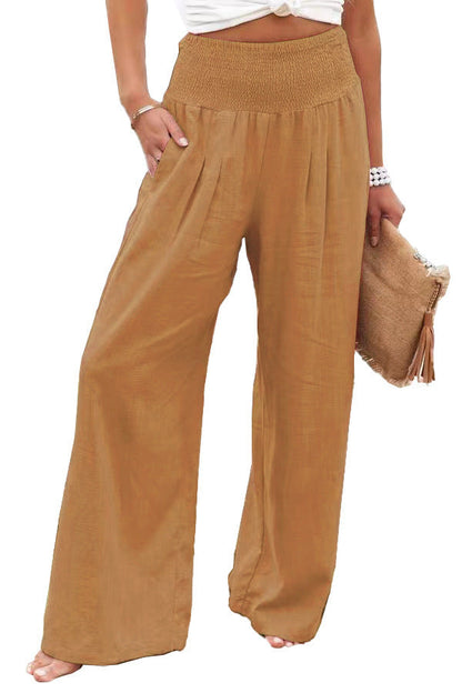 Damen Palazzo-Hose Elastischer Bund Seitentaschen