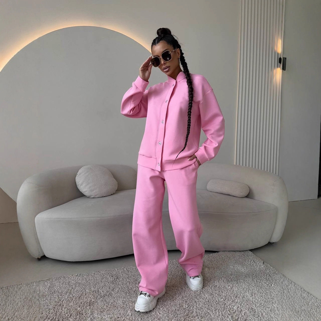 Damen Freizeitset Blusenjacke und weite Hose Norvielle