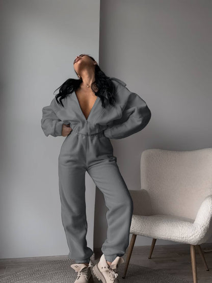 Damen Jumpsuit Tiefes Dekolleté Komfortschnitt