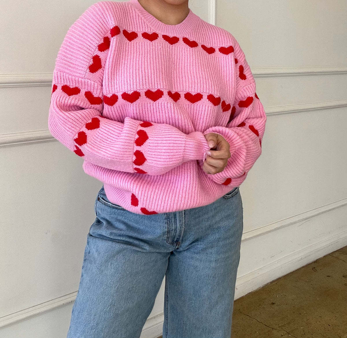 Damen Herzpullover Weiches Strickmuster Norvielle