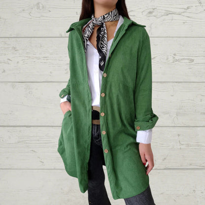 Damen Langarmhemdjacke Corddesign Strukturiert