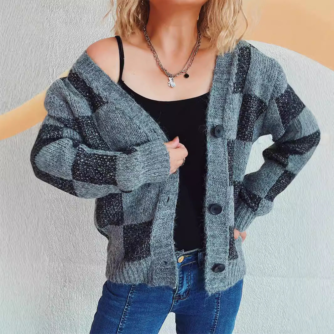 Damen Strickjacke geometrisches Muster Weich Norvielle