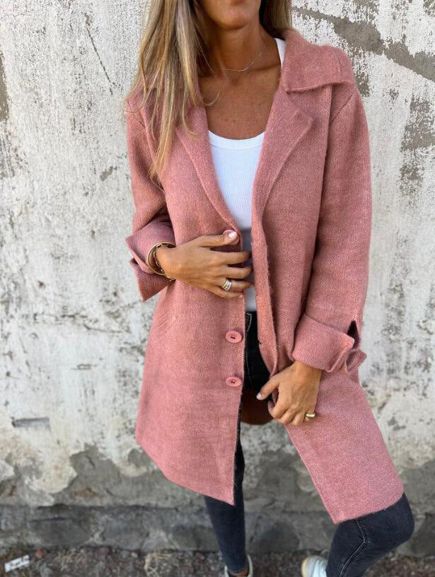 Damen Wolljacke Oversize Lang