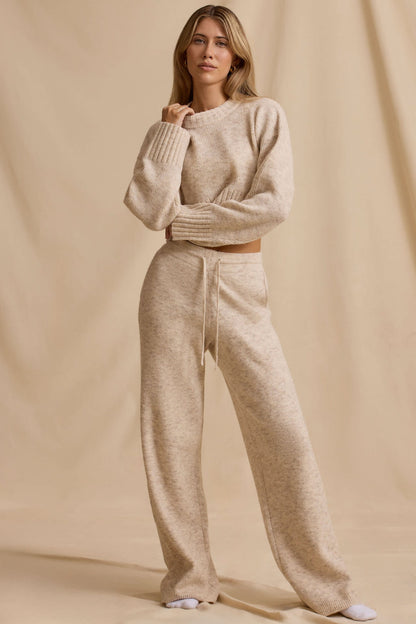 Damen Strick-Set Cropped Pullover Weite Hose Norvielle