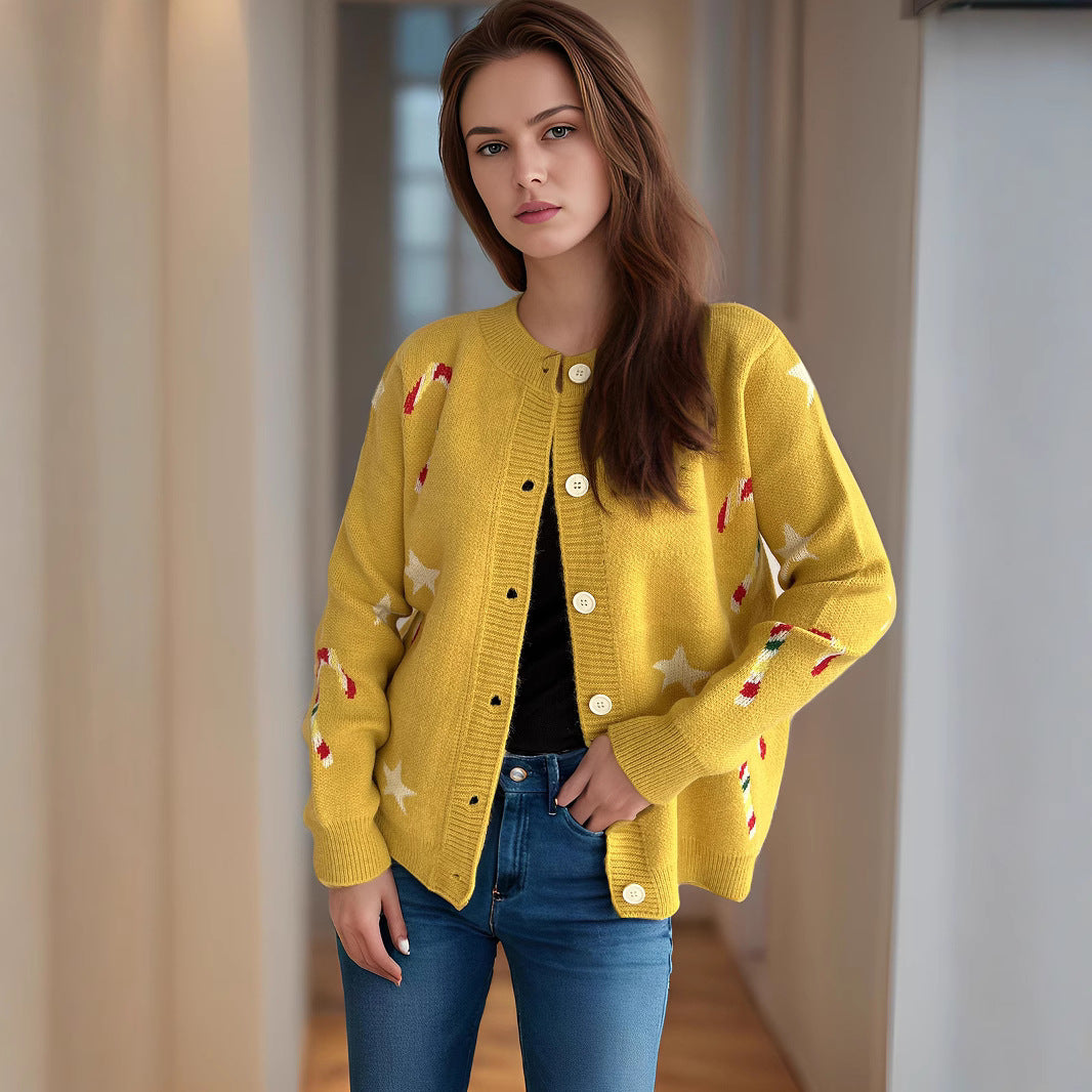 Damen Strickjacke Festlich Designer-Druck Norvielle - Norvielle
