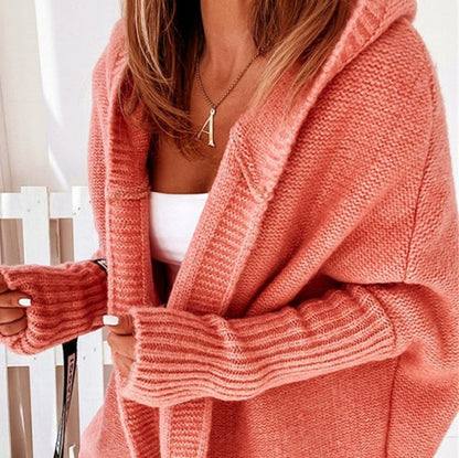 Damen Cardigan mit Kapuze Farbverlauf