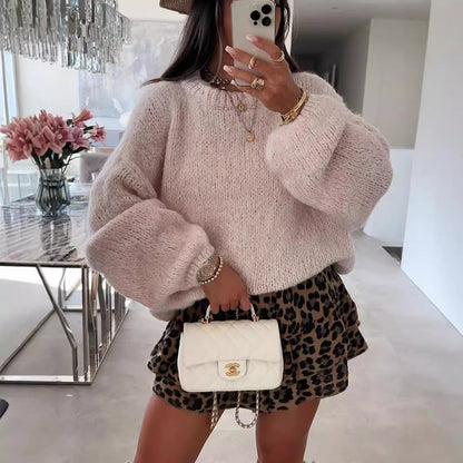 Damen Strickpullover Voluminöse Ärmel Norvielle
