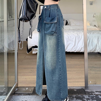 Damen Denimrock Lang Mit Taschen