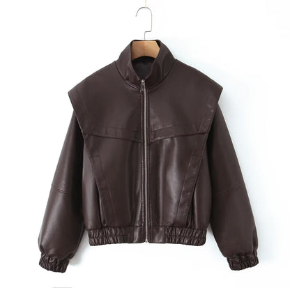 Damen Bikerjacke Elastische Bündchen Norvielle Leder