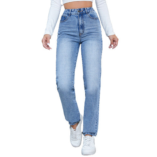 Damen High-Waist Straight-Leg Jeans Norvielle