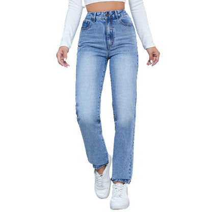 Damen High-Waist Straight-Leg Jeans Norvielle