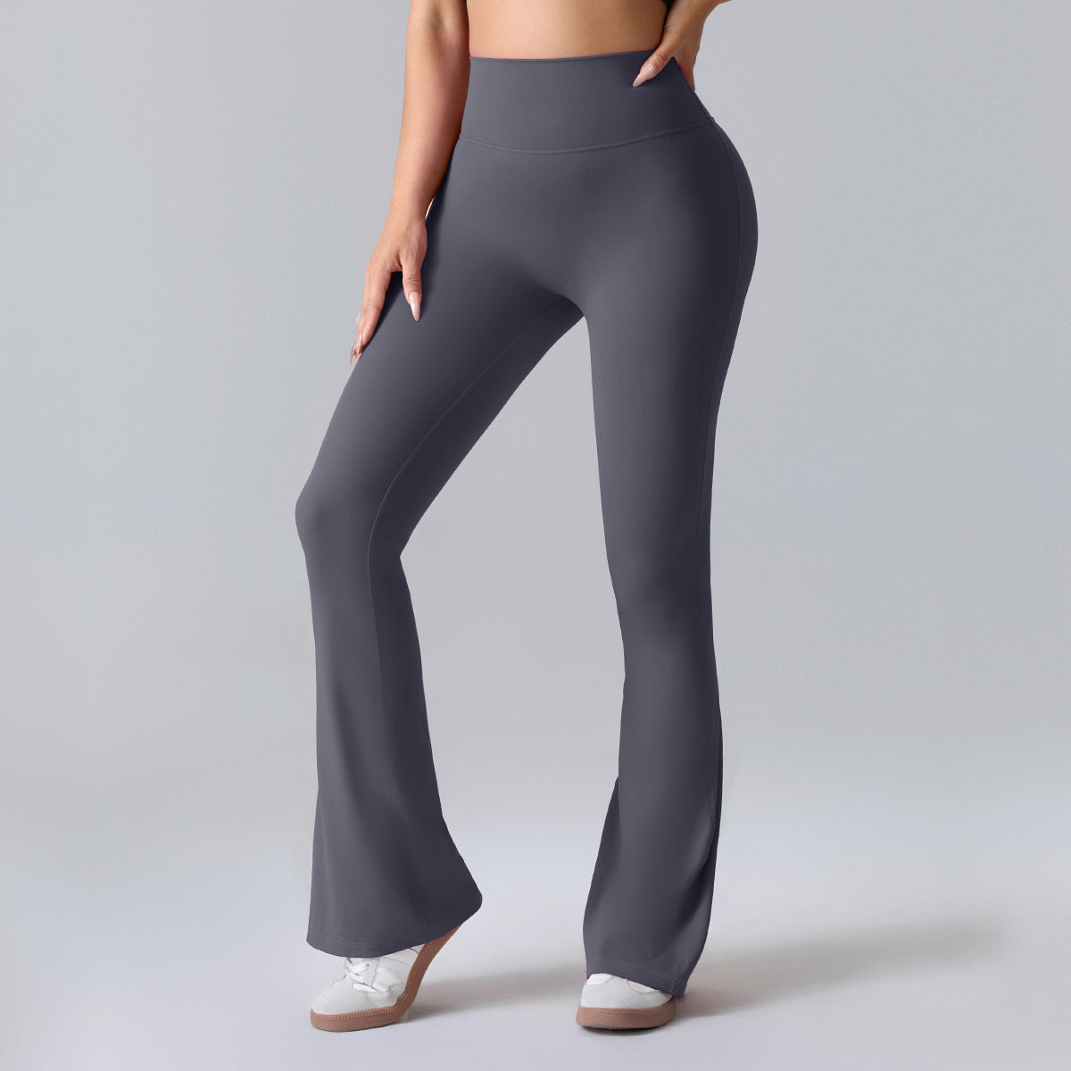 Damen Fitnesshose Flared High-Waist Sportleggings für Training