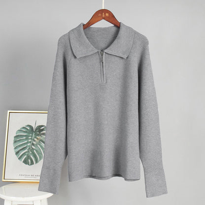 Damen Rippstrickpullover Weiches Baumwollmix Beige