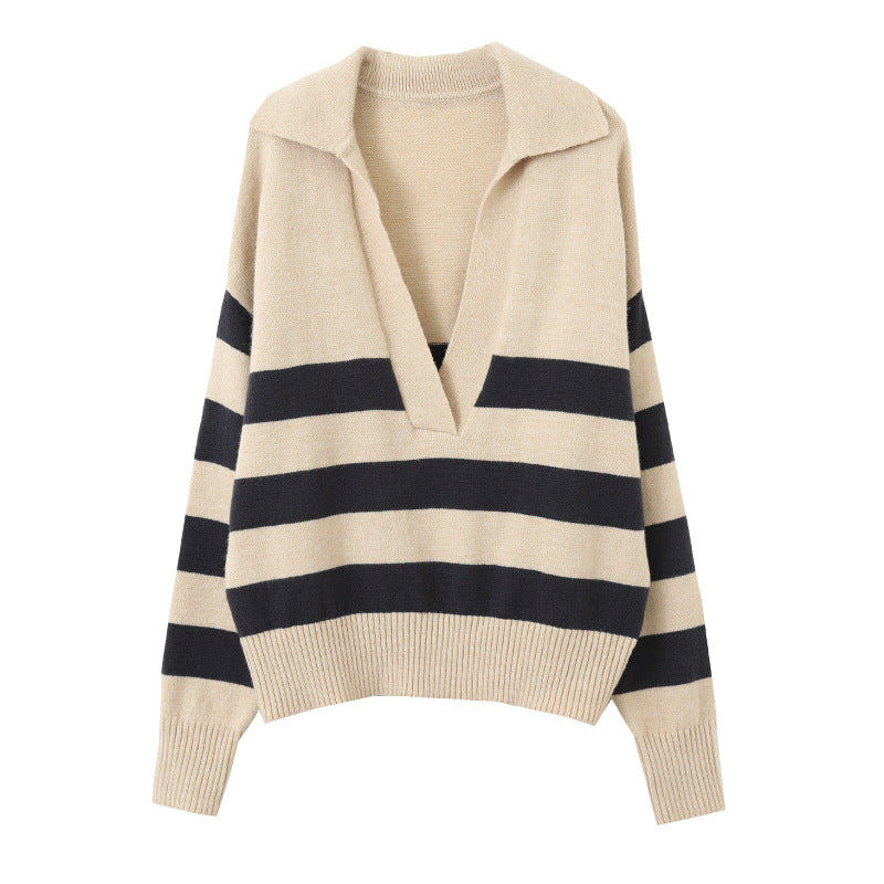 Damen Strickpullover V-Ausschnitt Asymmetrisches Muster Norvielle