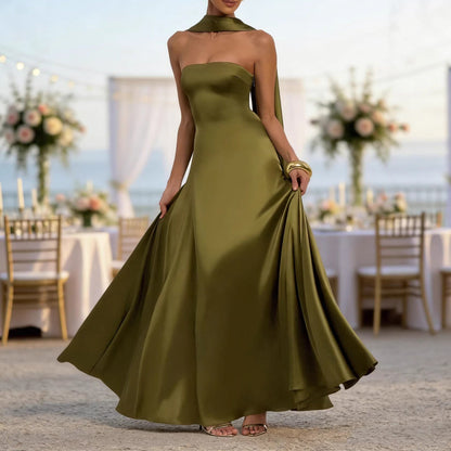Damen Trägerloses Abendkleid Satin Rock Norvielle