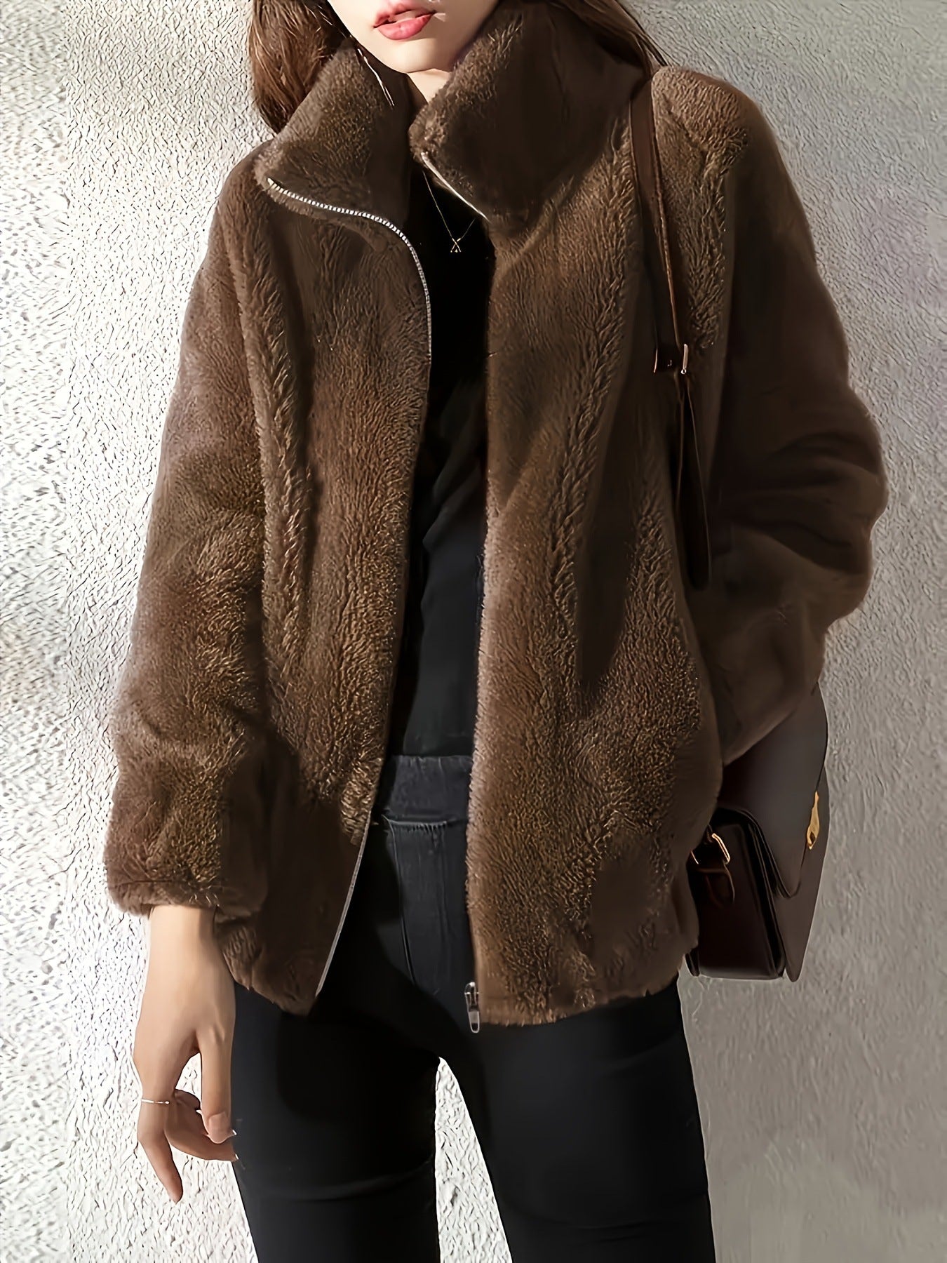 Damen Fleecejacke Hochkragen Reißverschluss Norvielle