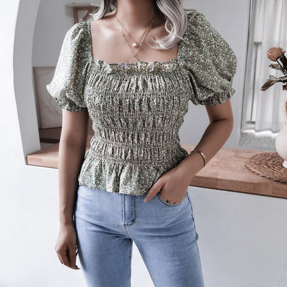Damen Bluse Elastisch Puffärmel Norvielle