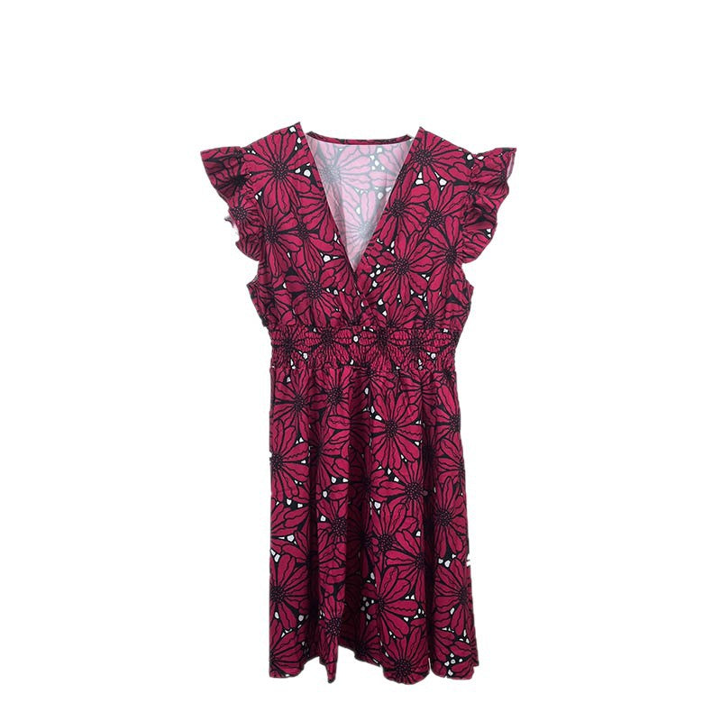 Damen Blumenkleid mit Rüschen und schwingendem Saum