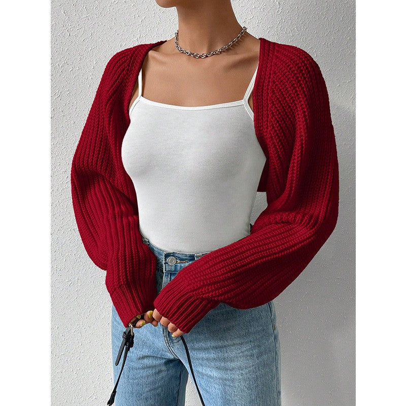 Damen Strickjacke Weite Ärmel Struktur Norvielle