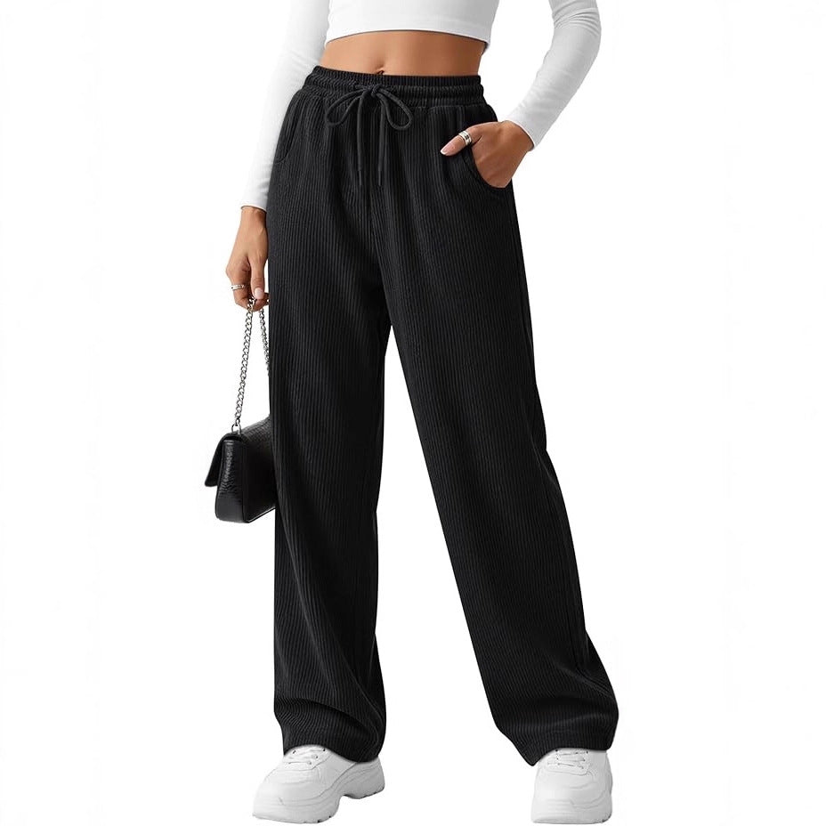 Damen Rippstrick-Hose Breit Kordelzug Norvielle