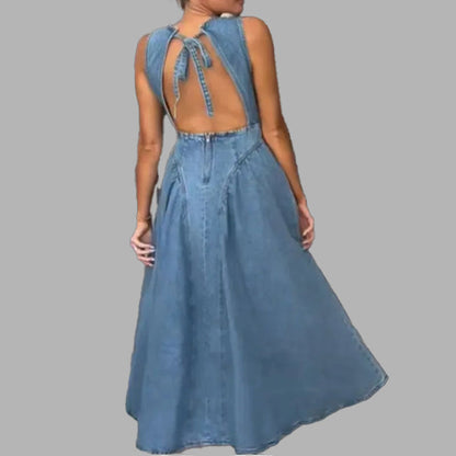 Damen Maxikleid Jeans A-Linie Moderner Schnitt