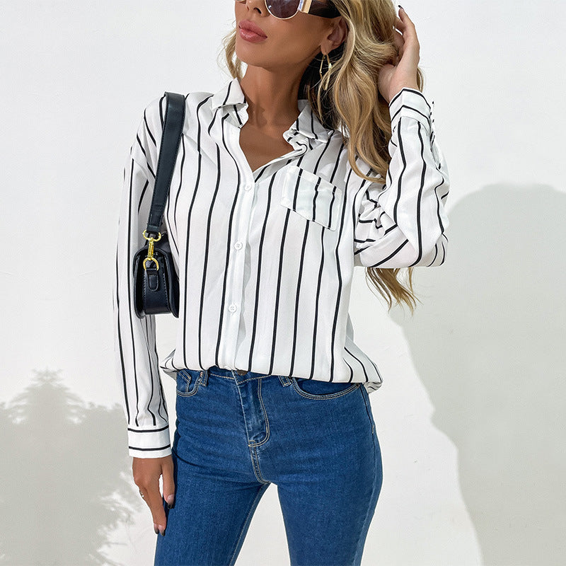Damen Bluse Streifen Elegante Passform - Norvielle