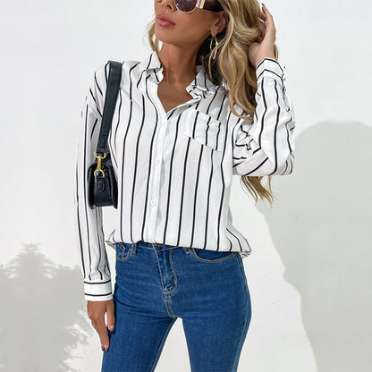 Damen Bluse Streifen Elegante Passform - Norvielle