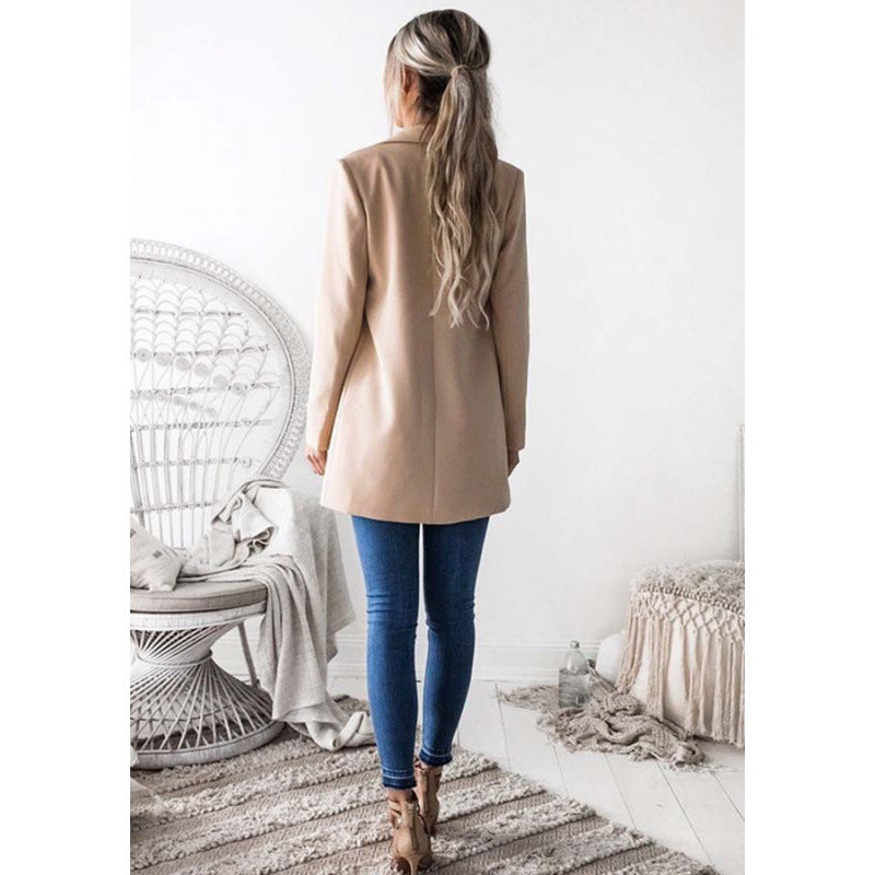 Damen Blazer Elegant Langer Revers Norvielle