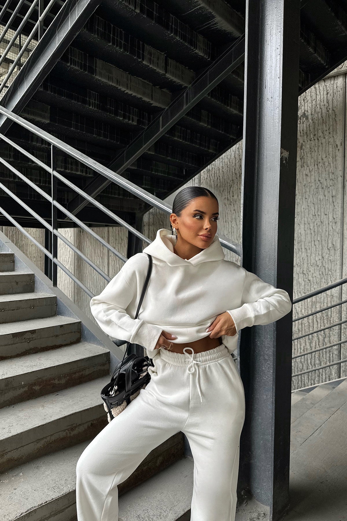 Damen Hoodie Jogginganzug Elastischer Bund Oversized