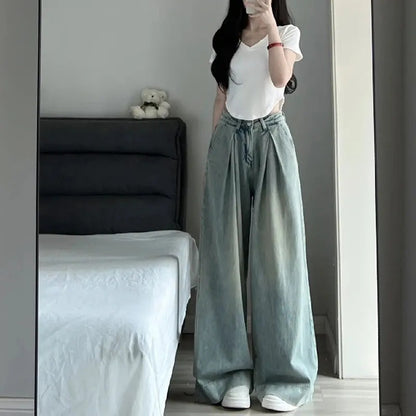 Damen Hochtaillen Jeans Weit Norvielle - Norvielle