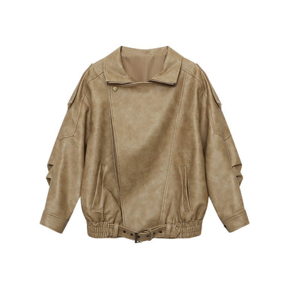 Damen Motorradjacke Oversized Leder