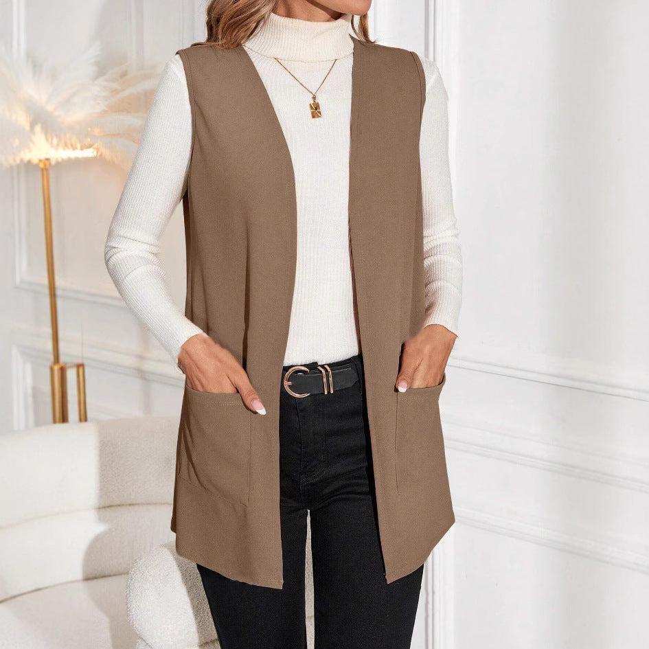 Damen Longline Wendeweste mit Taschen - Norvielle