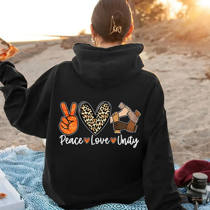 Damen Kapuzenpullover Peace Love Unity Design Norvielle - Norvielle