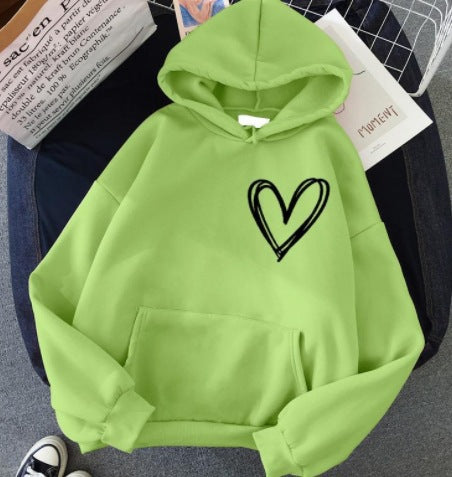 Damen Kapuzenpullover Herzmotiv Norvielle