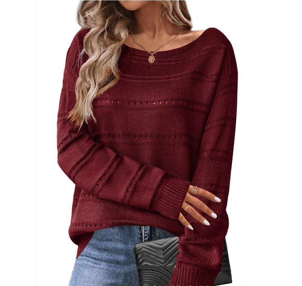 Damen Strickpullover Weit Geschnitten Luftige Struktur Norvielle