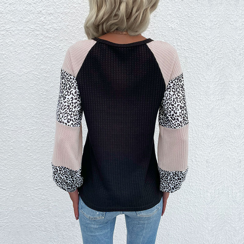 Damen Oberteil Tierdruck Puffärmel Elegantes Design Norvielle