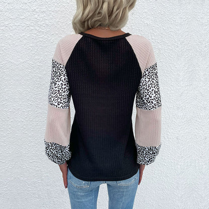Damen Oberteil Tierdruck Puffärmel Elegantes Design Norvielle