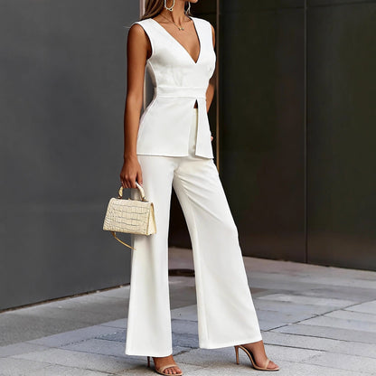 Damen Jumpsuit Tailliert V-Ausschnitt Norvielle