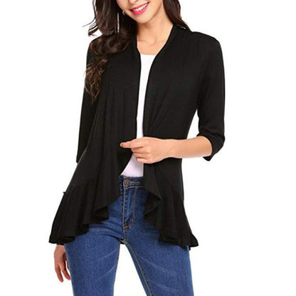 Damen Strickjacke Asymmetrisch Flatterdetails Norvielle