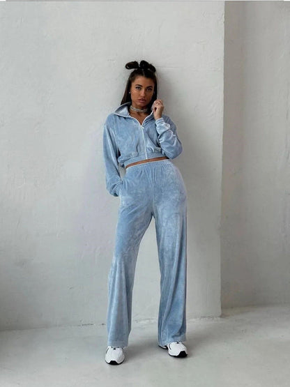 Damen Sportanzug Velours Elastisch Norvielle