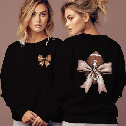 Damen Sweatshirt Footballmotiv Schleifenakzent