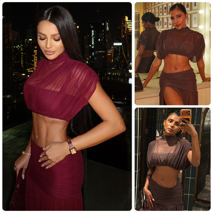 Damen Crop- und Maxi-Rock Set Durchsichtig Norvielle - Norvielle