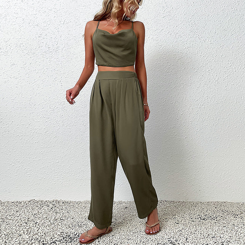 Damen Jumpsuit Weites Design Hochtaillierter Bund Norvielle