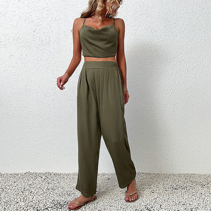 Damen Jumpsuit Weites Design Hochtaillierter Bund Norvielle