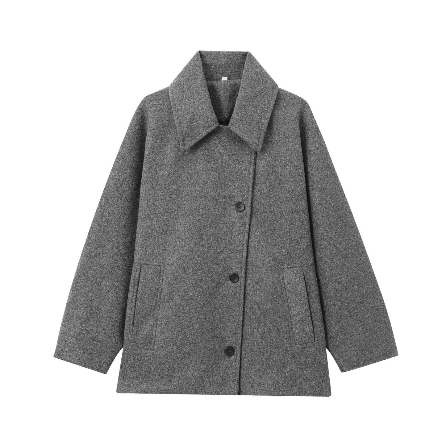 Damen Oversized Mantel Hüftlänge Weiter Revers