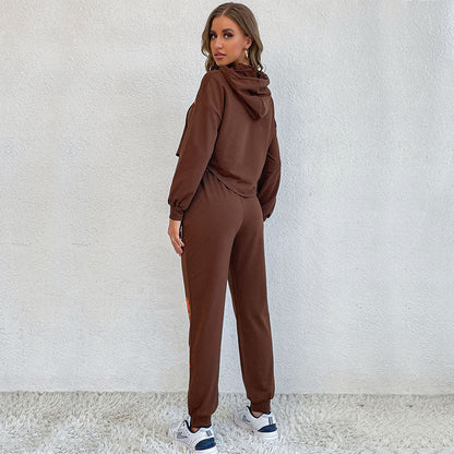 Damen Jogginganzug Kapuze Bunt Graphic-Print