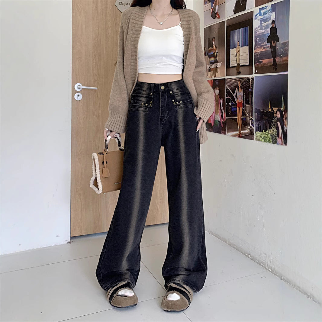 Damen Weite Jeans Norvielle mit Knopfgestaltung - Norvielle