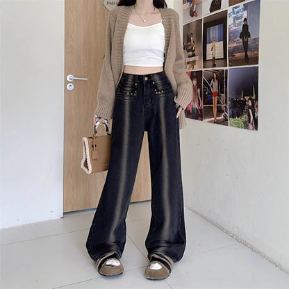 Damen Weite Jeans Norvielle mit Knopfgestaltung - Norvielle